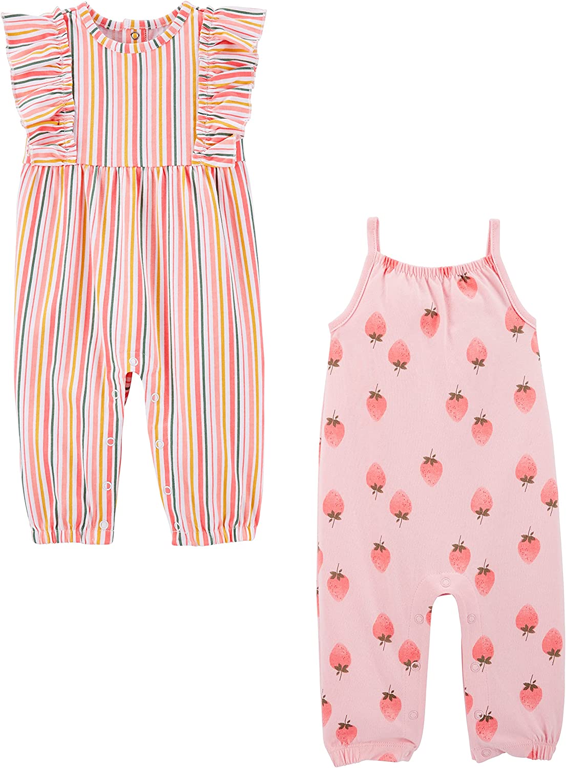 230816074401403_1 Simple Joys by Carter's Baby Girls' Fashion Jumpsuits, Pack of 2 - Image 1